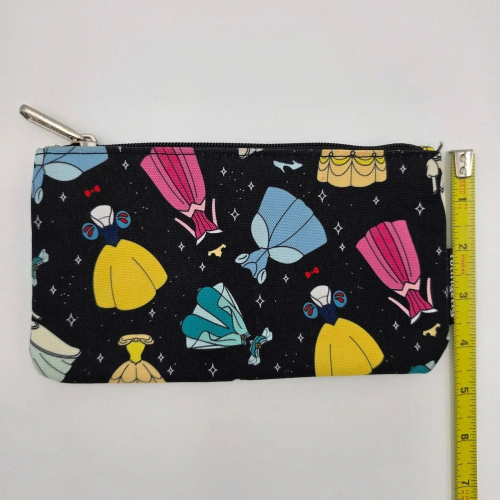 Loungefly Disney Princess Dresses Canvas Zipper Pouch Black All Over Print Pouch